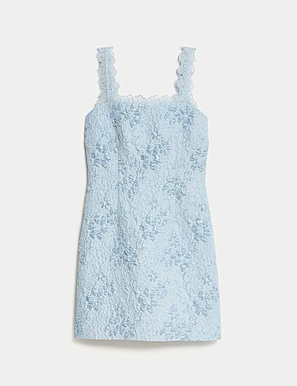 שמלת ג'קארד באורך מיני עם תחרה - IL