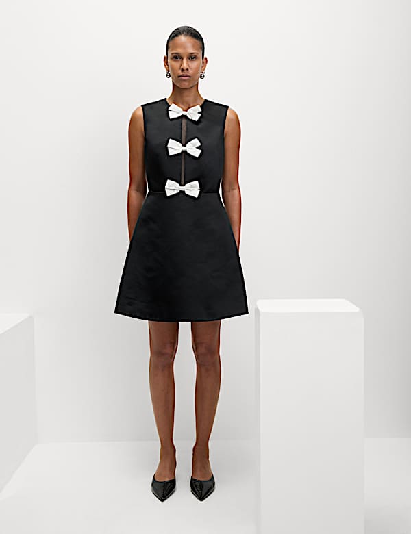 Bow Detail Mini Waisted Dress - LU