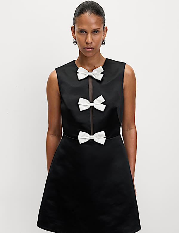 Bow Detail Mini Waisted Dress - LU