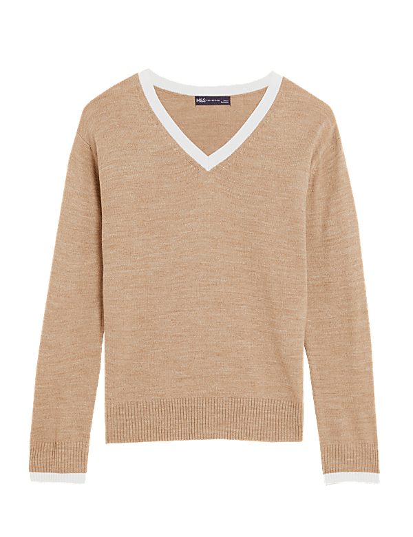 Supersoft Colour Block V-Neck Jumper