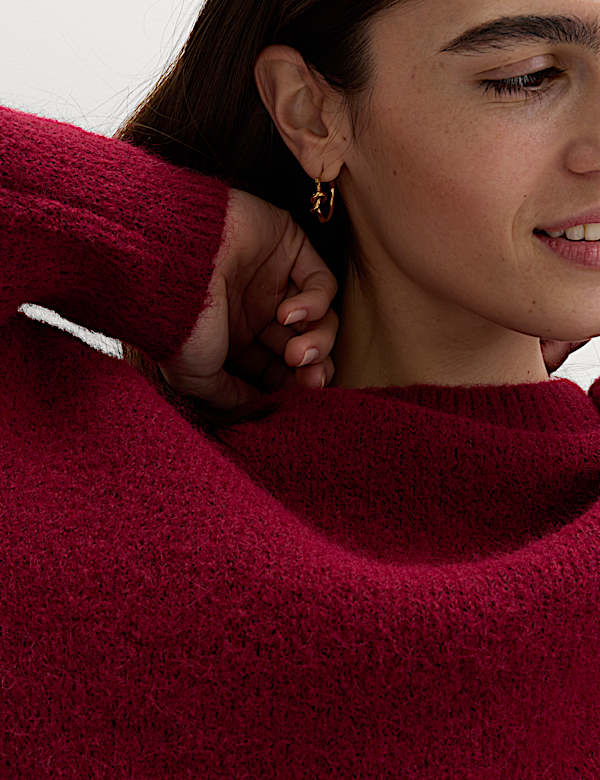 Skr&oacute;cony sweter z okrągłym dekoltem z wełną - PL