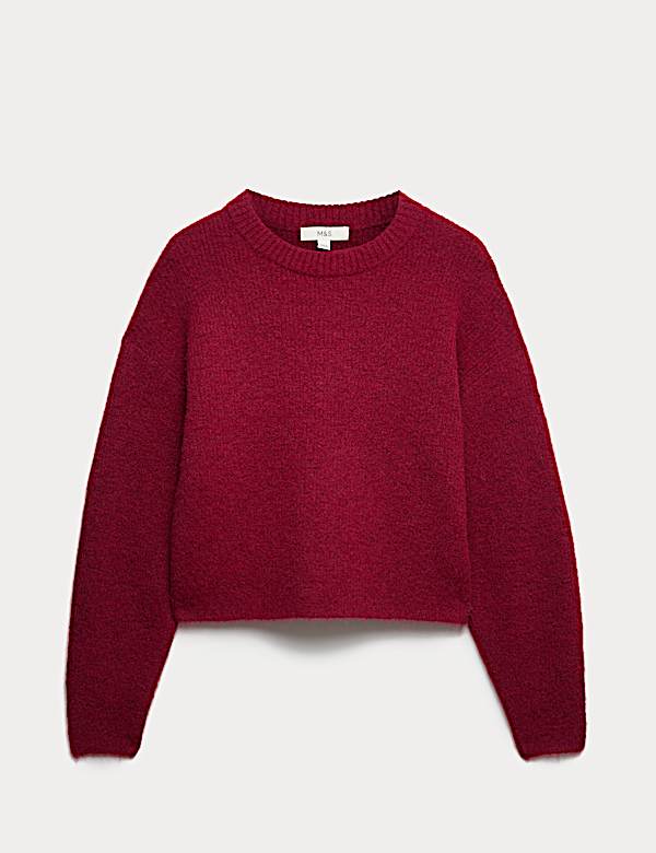 Skr&oacute;cony sweter z okrągłym dekoltem z wełną - PL