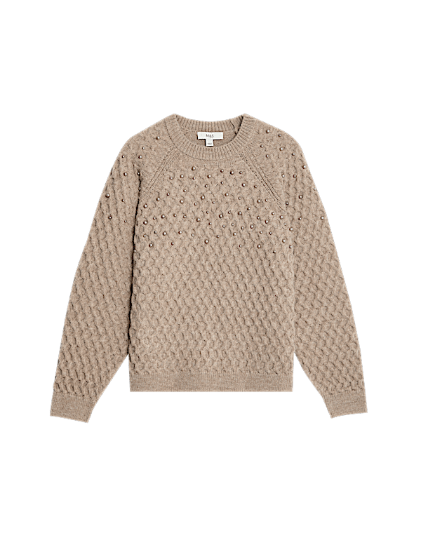 Cable Knit Embellished Jumper