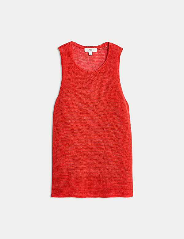 Textured Crew Neck Knitted Vest with Cotton - FR