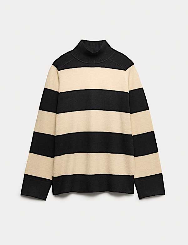 Air-Yarn Funnel Neck Striped Jumper - TW