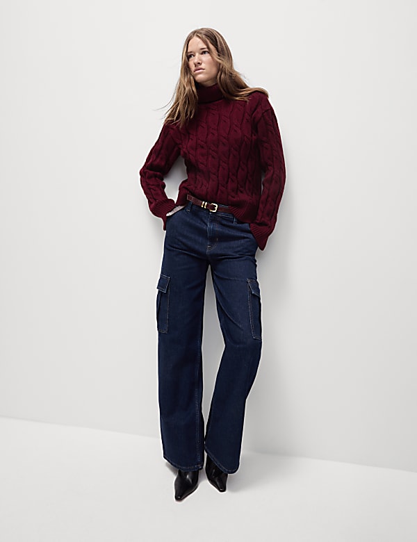 Burgundy roll neck jumper womens deals