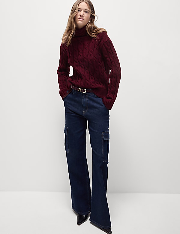 Cable Knit Roll Neck Jumper - ID