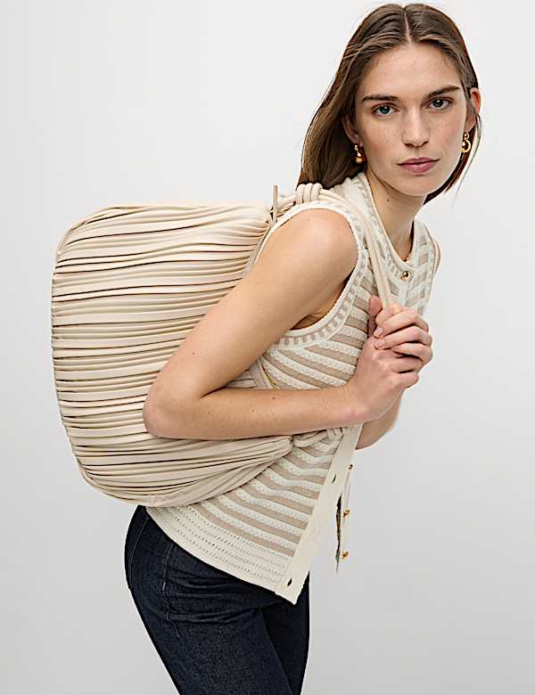 Cotton Rich Striped Knitted Waistcoat - SE