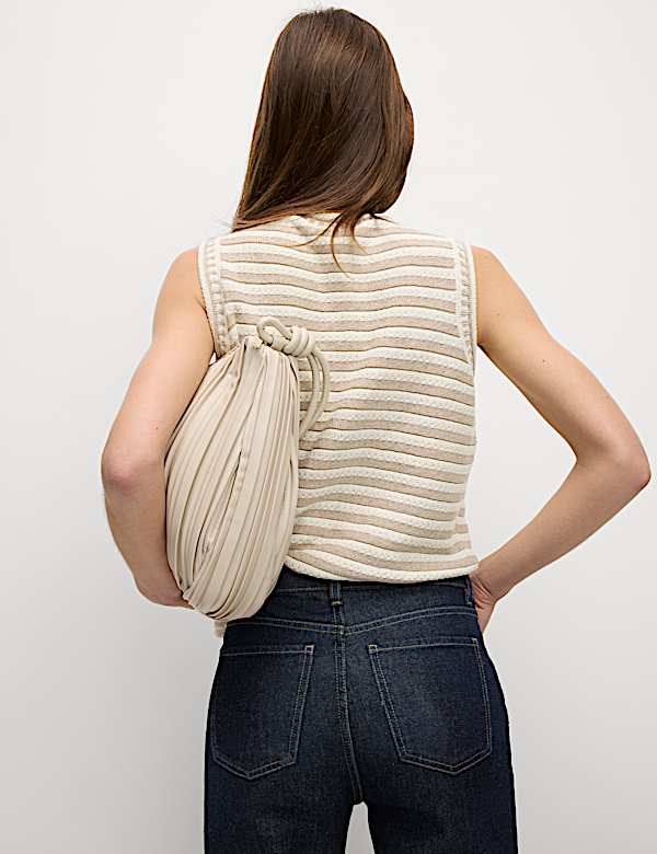 Cotton Rich Striped Knitted Waistcoat - SE