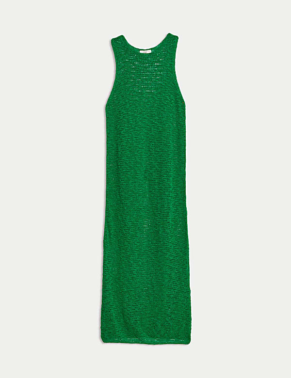 Cotton Rich Knitted Midi Dress with Linen - JP