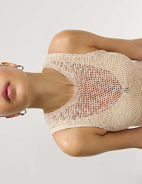 Cotton Rich Knitted Midi Dress with Linen - NL