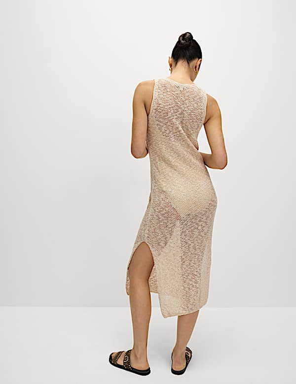 Cotton Rich Knitted Midi Dress with Linen - NL