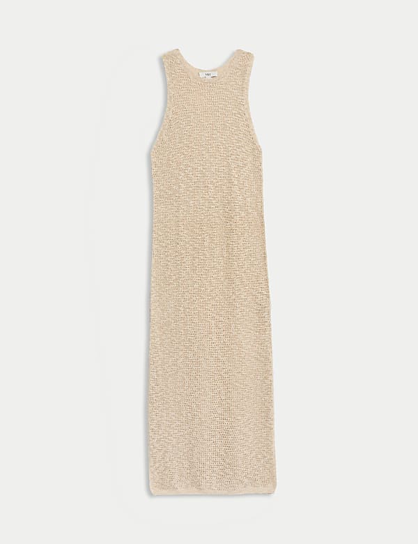 Cotton Rich Knitted Midi Dress with Linen - NL