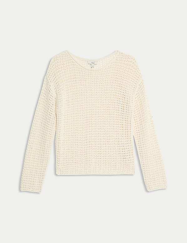 Cotton Blend Crew Neck Short Jumper - ID