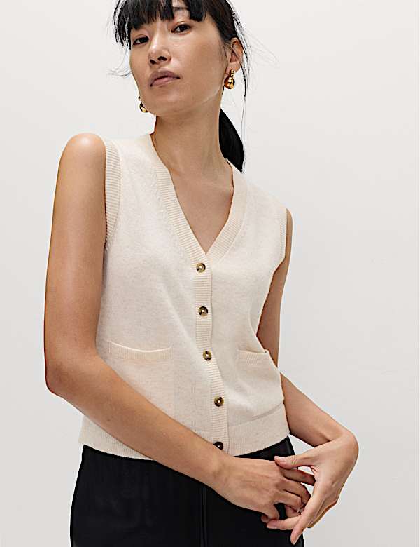 Lambswool Blend Knitted Waistcoat - CA