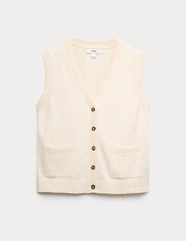 Lambswool Blend Knitted Waistcoat - CA