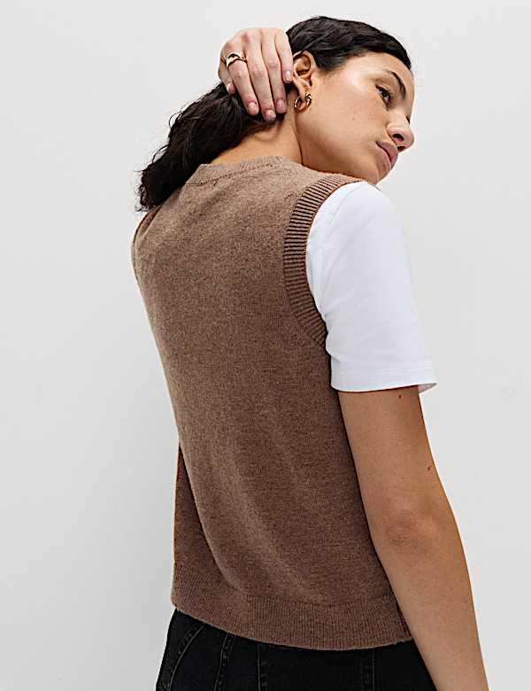 Gilet de costume en maille de laine d&rsquo;agneau m&eacute;lang&eacute;e - LU