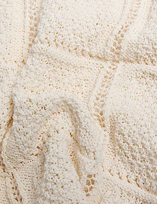 Cotton Blend Openstitch Collared Knitted Top
