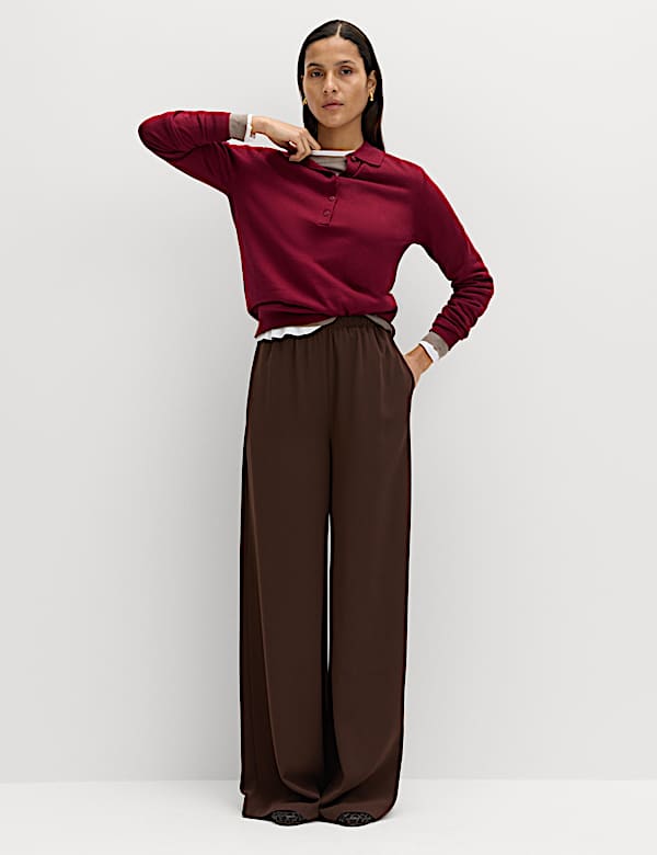 Pure Merino Wool Collared Button Front Jumper - JP