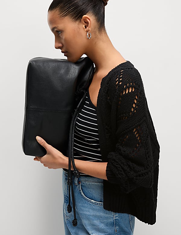 Cotton Blend Open Stitch Cropped Cardigan - ID