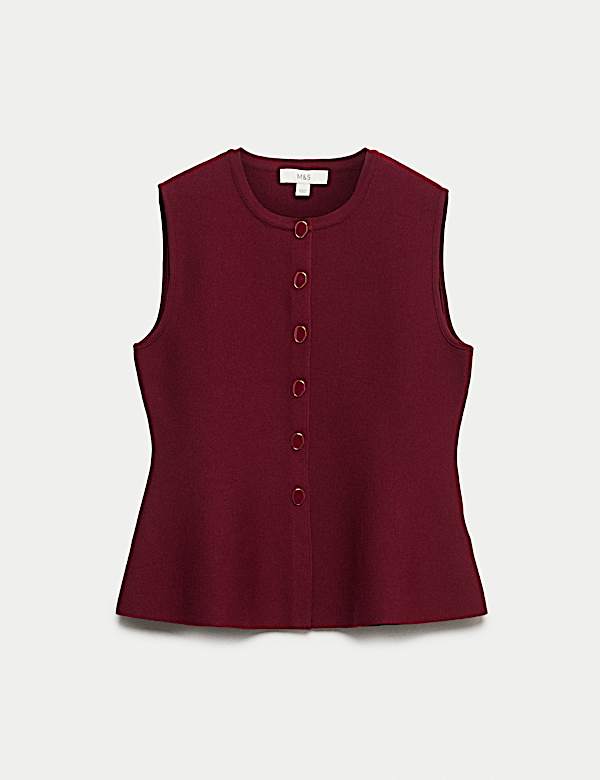 Crew Neck Button Through Waistcoat - IT