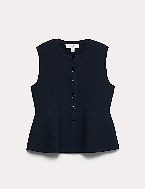Crew Neck Button Through Waistcoat - IL