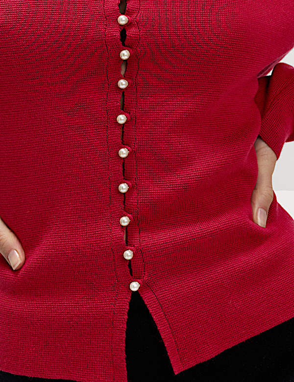 Soft Touch Button Through Fitted Cardigan
