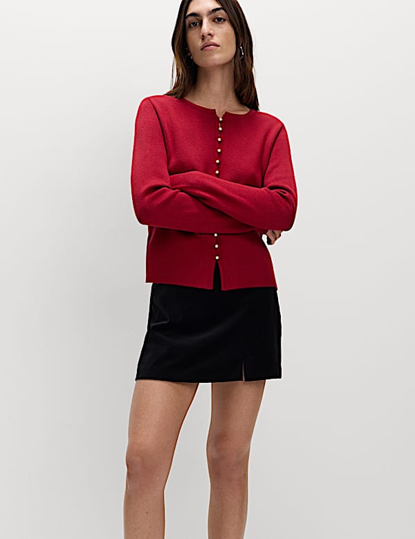 Soft Touch Button Through Fitted Cardigan