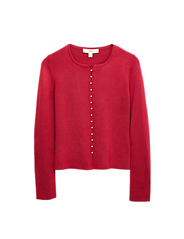 Soft Touch Button Through Fitted Cardigan