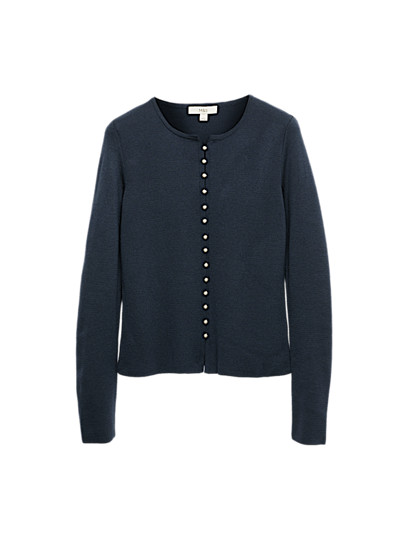 Soft Touch Button Through Fitted Cardigan