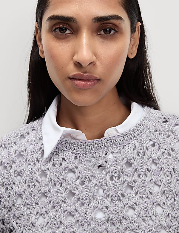 Jumper Bertekstur Logam Campuran Katun - ID