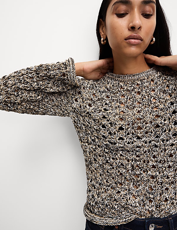 Pull texturé en coton mélangé, effet métallisé - LU