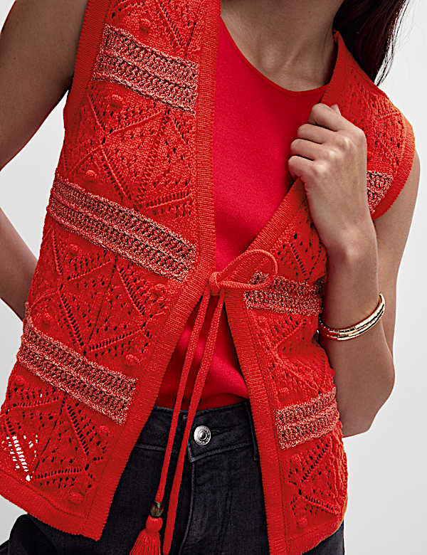 Cotton Rich Slim Textured Cropped Waistcoat - MX