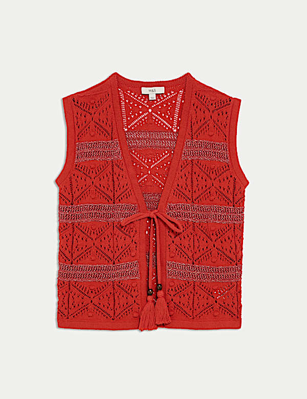 Cotton Rich Slim Textured Cropped Waistcoat - MX