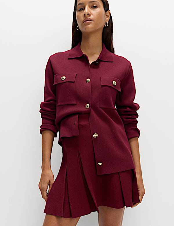 Ribbed Pleated Knitted Mini Skirt - BN