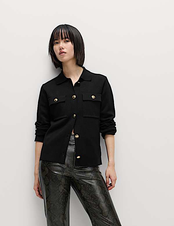 Collared Knitted Jacket - MX