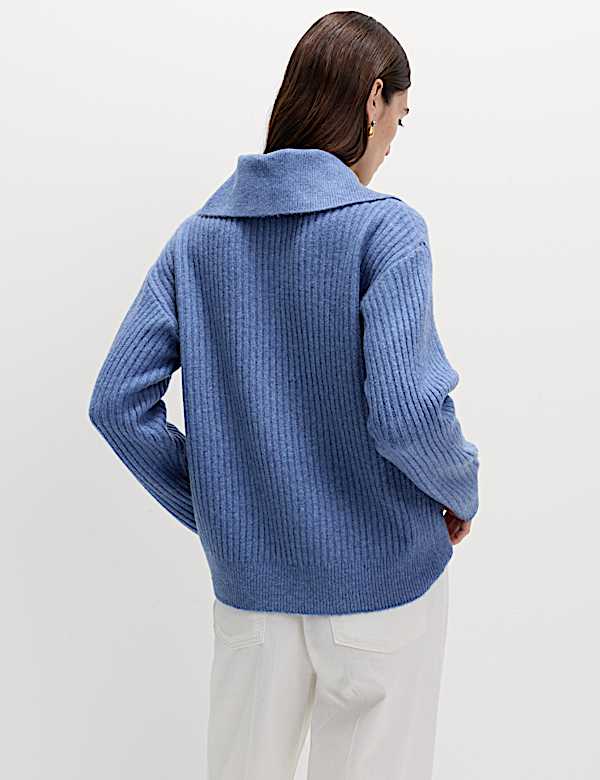 Ribbed Collared Jumper With Wool - JE