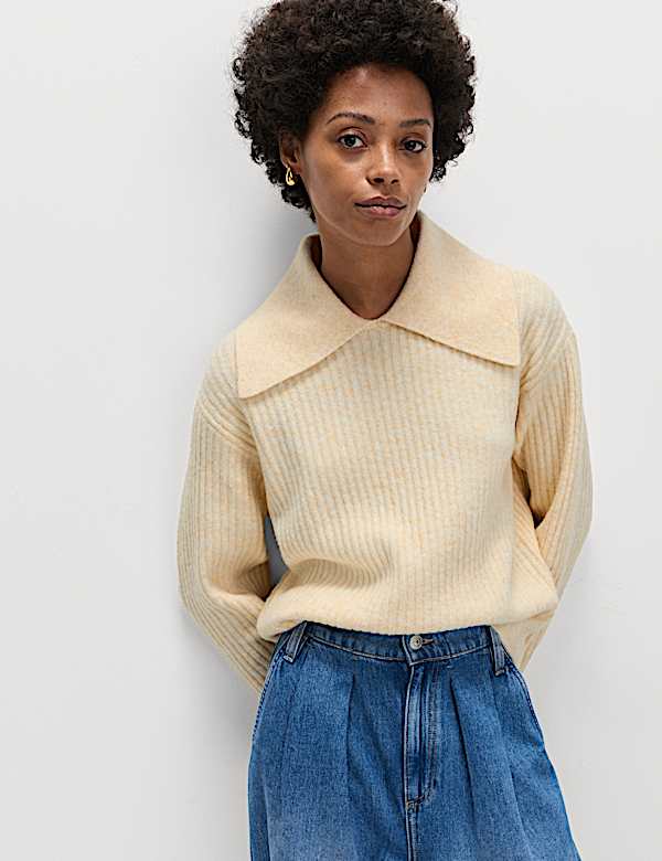 Ribbed Collared Jumper With Wool - IT