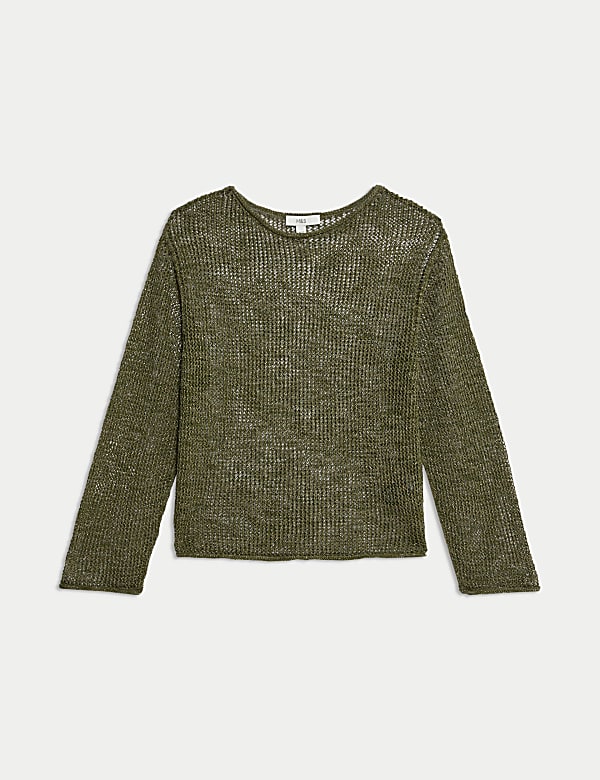 Cotton Blend Metallic Jumper with Linen - JP
