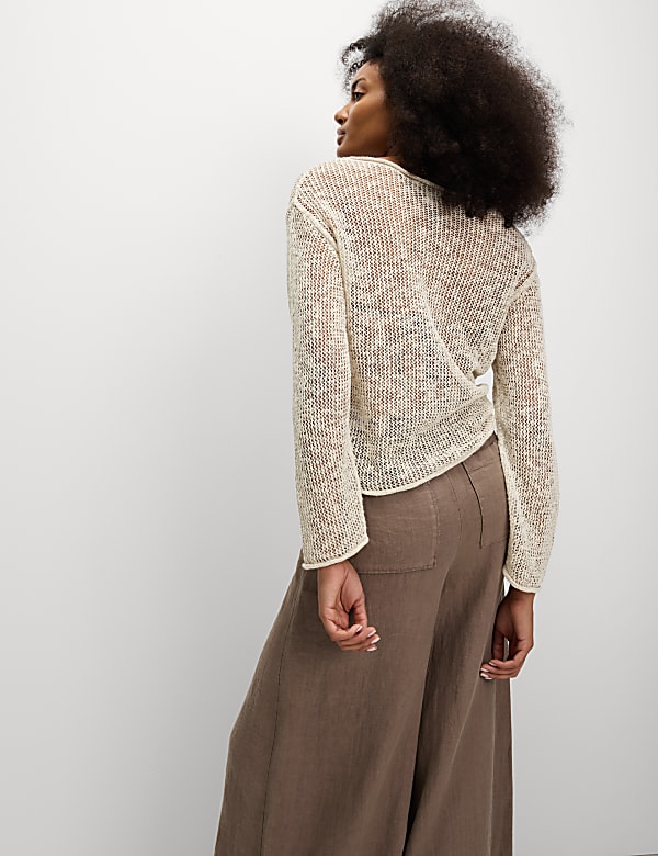 Cotton Blend Metallic Jumper with Linen - AU