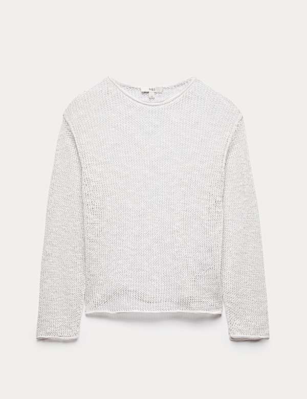 Cotton Blend Metallic Jumper with Linen - JO