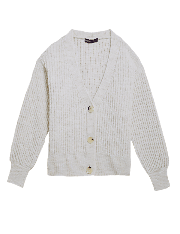 Textured V-Neck Button Front Cardigan