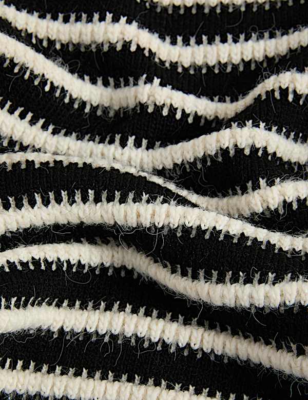 Striped Crew Neck Button Front Cardigan
