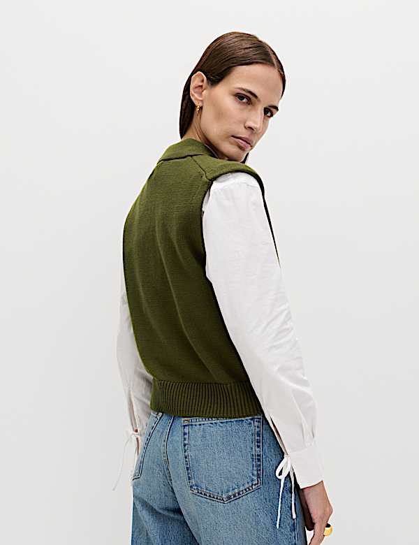 Cotton Rich Pocket Knitted Waistcoat - US