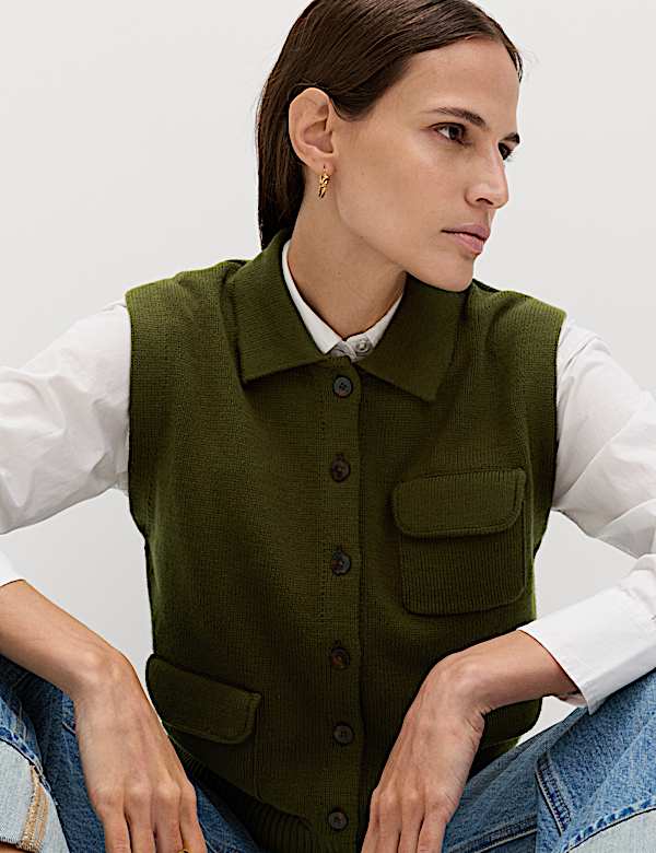 Cotton Rich Pocket Knitted Waistcoat - US