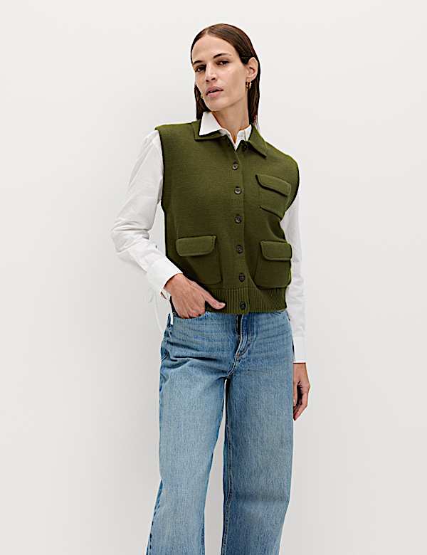 Cotton Rich Pocket Knitted Waistcoat - US