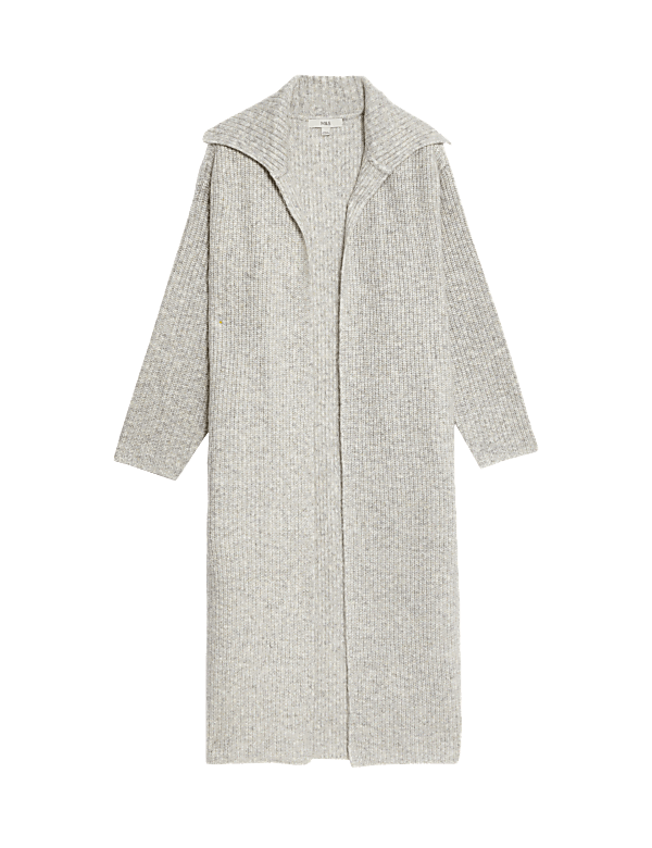 Ribbed Longline Cardigan with Alpaca Wool