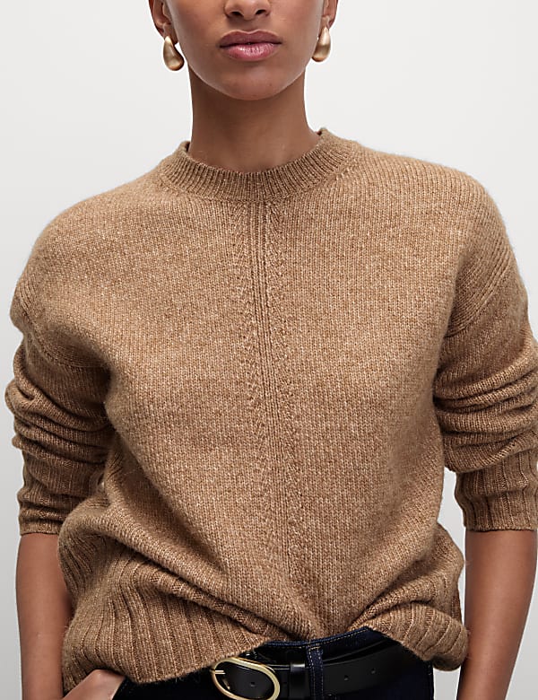 Su&eacute;ter informal texturizado de cuello redondo - US