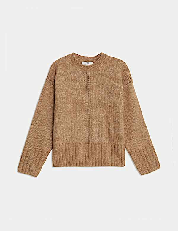 Su&eacute;ter informal texturizado de cuello redondo - US