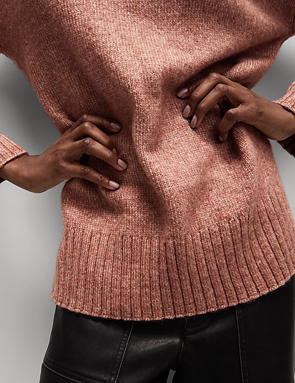 Strukturierter Pullover mit Alpakawolle, Trichterkragen - DE